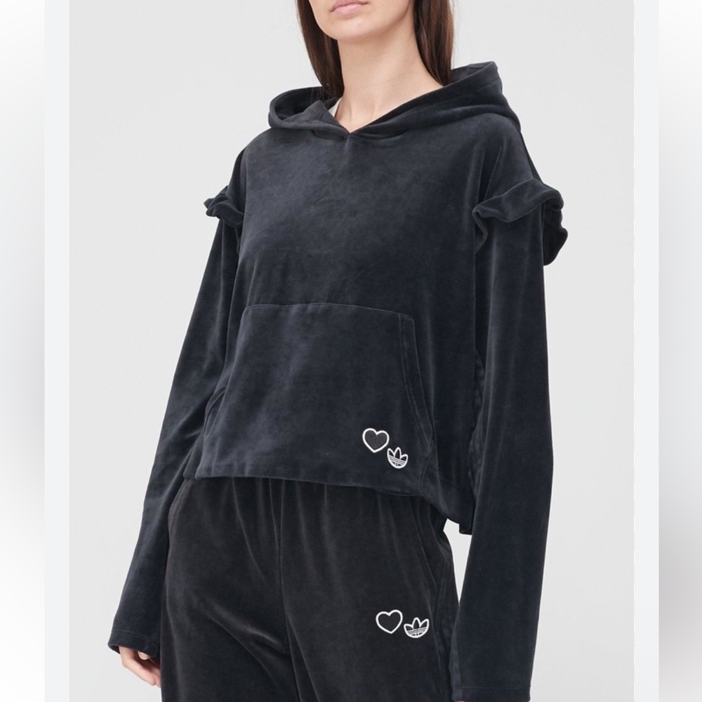 adidas Bellista Velour Hoodie - Black